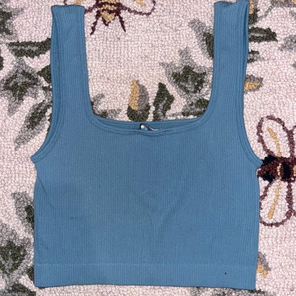 Zara teal ribbed crop top Size XS-S